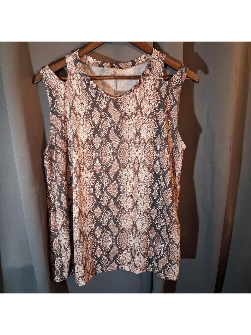 Line up Sleeveless Snake Print Top Rayon Spandex Blend Size Large